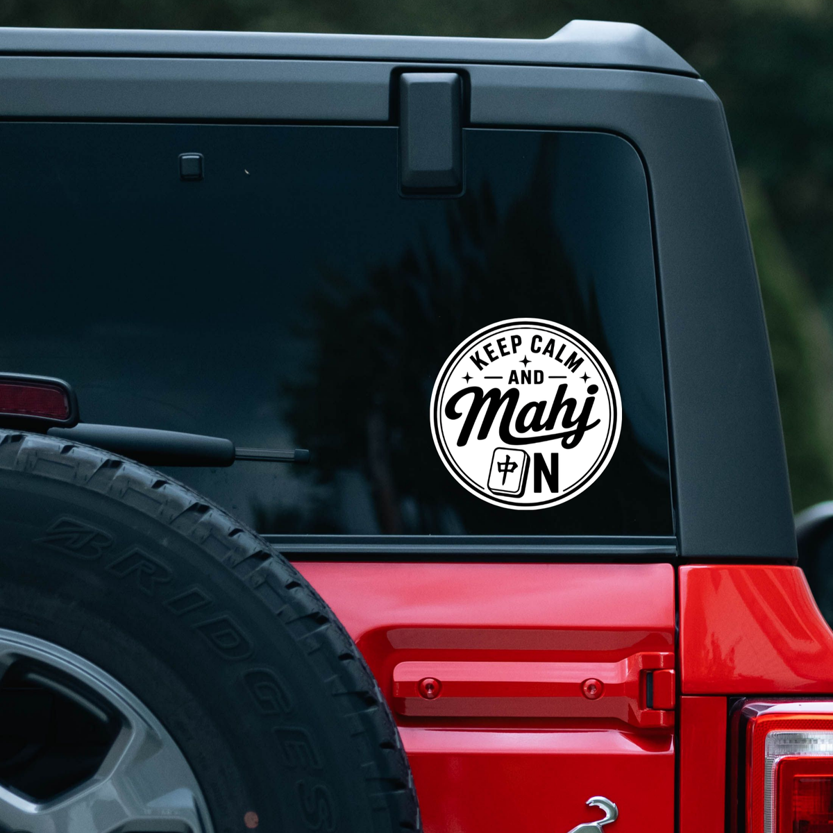 Mahjong Sticker - "Keep Calm and Mahj On" Outdoor Waterproof Vinyl Sticker