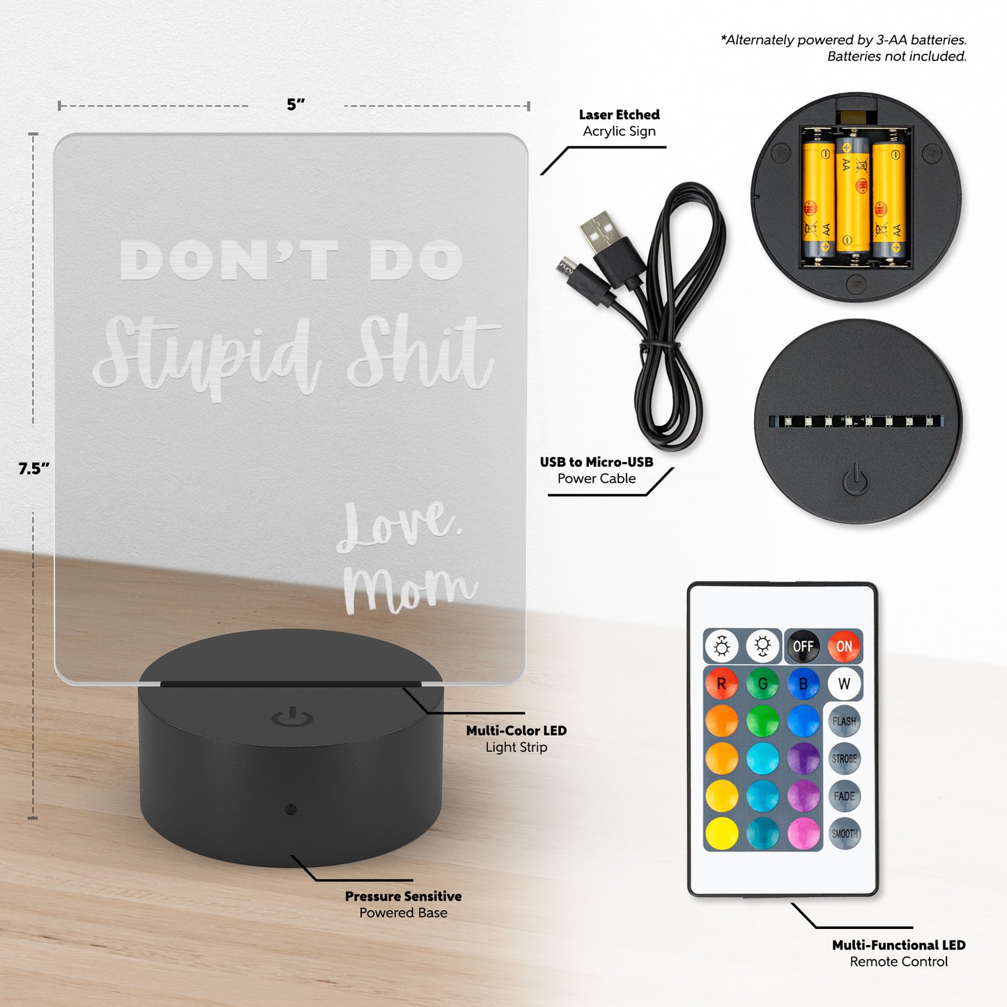 LED Sign - Don't Do Stupid Shit Love Mom - Perfect Grad Gift, College Gift