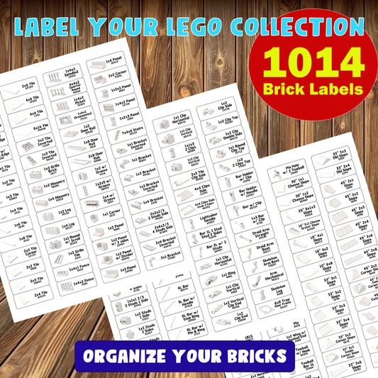 Ultimate Organization for Your LEGO BRICK Collection - Download and Print 1014 Labels of Different Bricks in BW - Instant Toy Organization