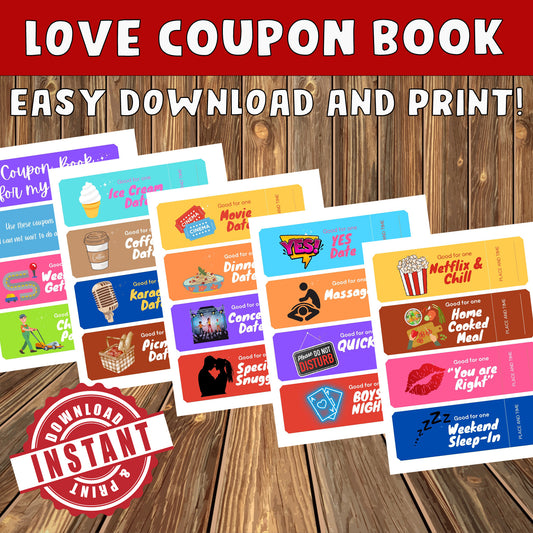 Best Boyfriend Coupons, Husband Coupon Book, Valentines Day Present, Romantic Anniversary Gift For Him, Love Vouchers Bestseller - PRINTABLE