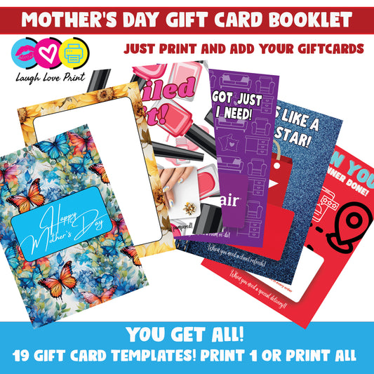 Mother's Day Gift Card Booklet - Excellent Gift for Mom - INSTANT Printable Download