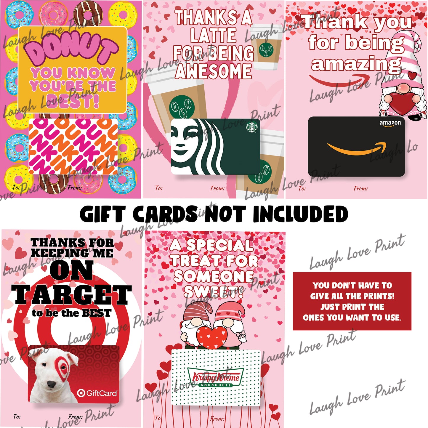 Valentine's Day Gift Card Holders (4x6) - Excellent Gift for Friends, Teachers and more - INSTANT Printable Download