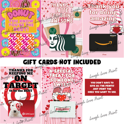 Valentine's Day Gift Card Holders (4x6) - Excellent Gift for Friends, Teachers and more - INSTANT Printable Download