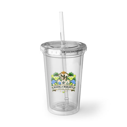 Mahjong & Margaritas Social Club Clear Tumbler with Straw – 16 oz