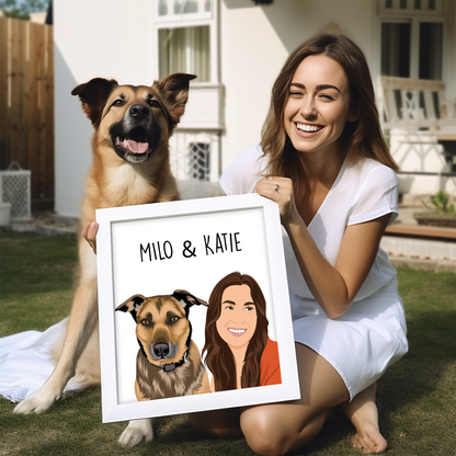 Personalized Custom Dog & Owner Portrait - Upload your Photo