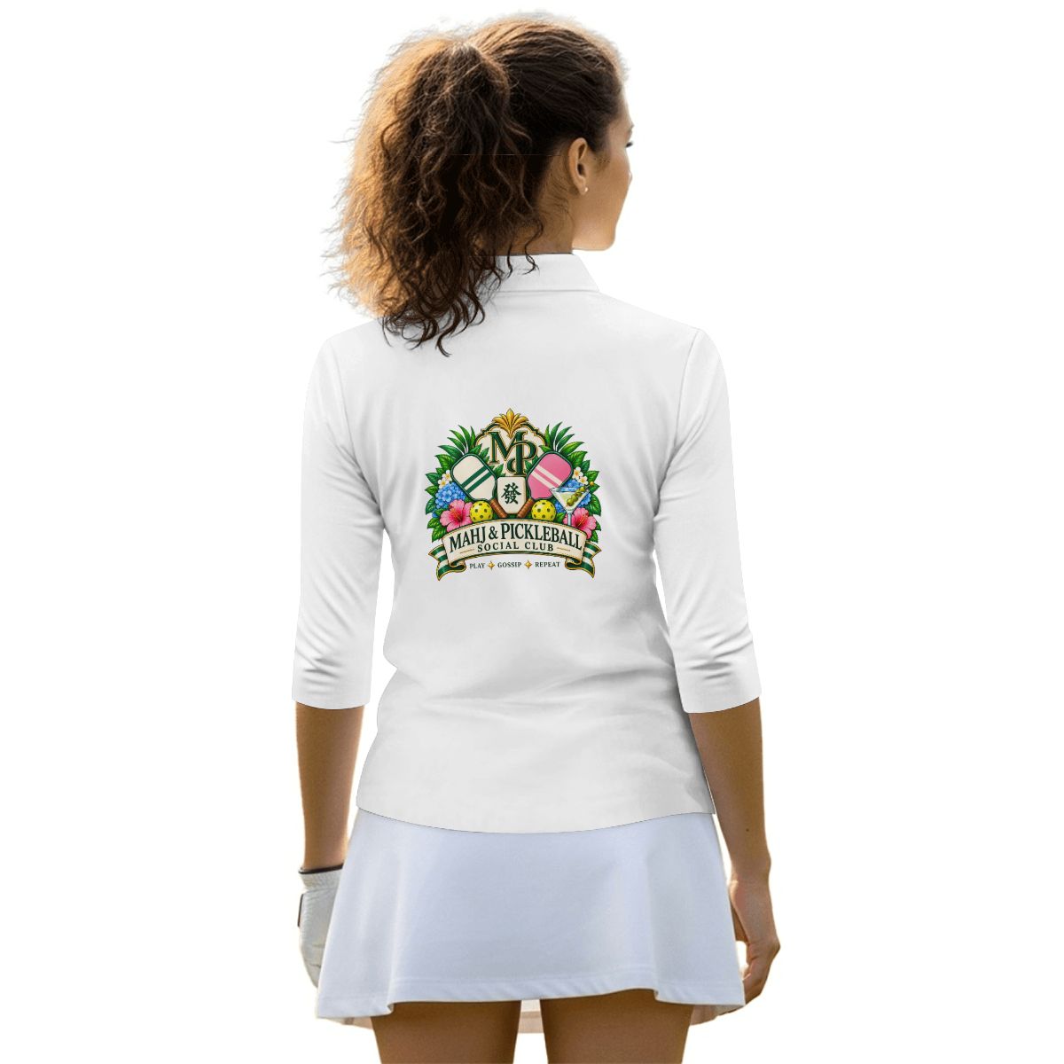 Mahj & Pickleball Social Club Women’s Quarter-Zip Performance Polo