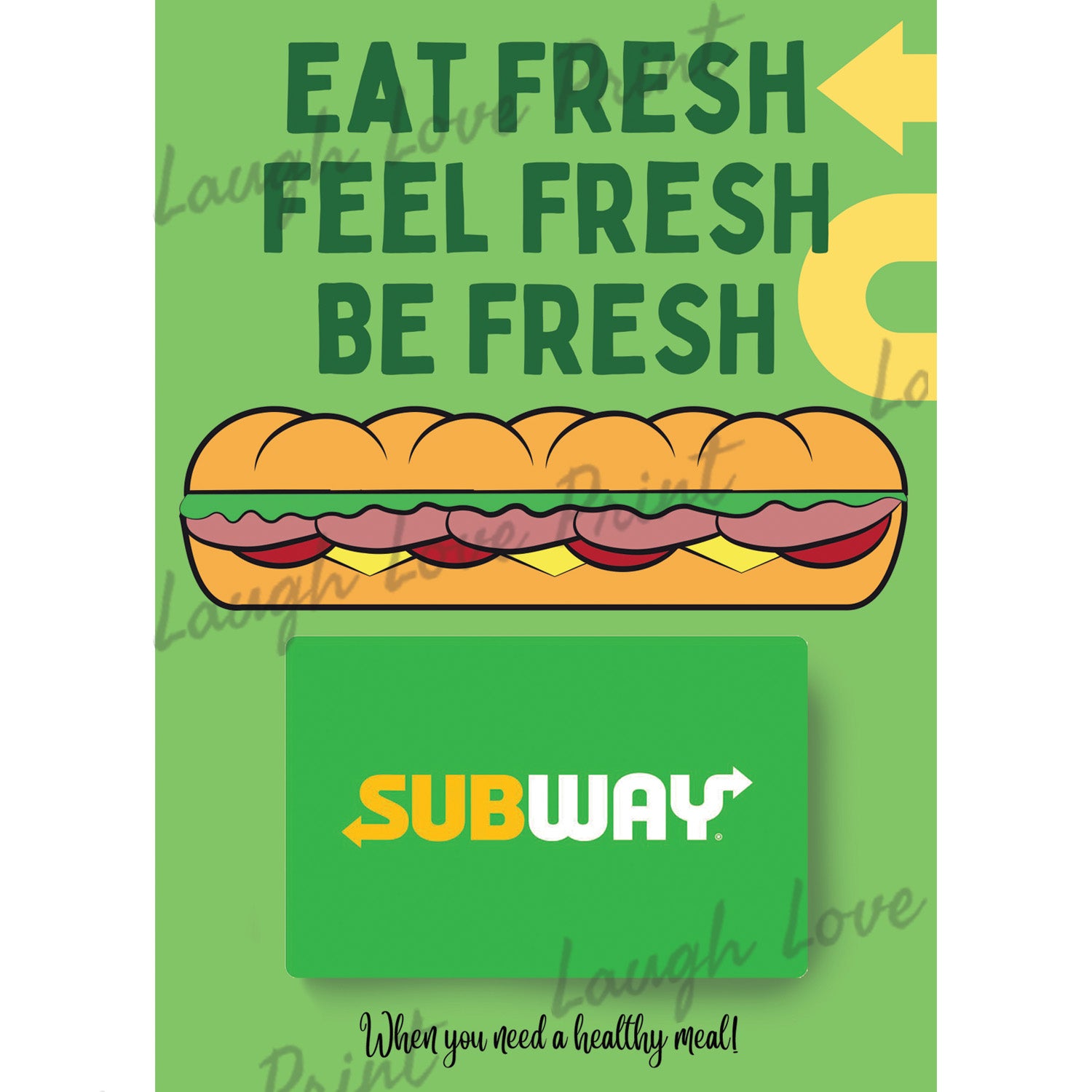 Subway gift card page